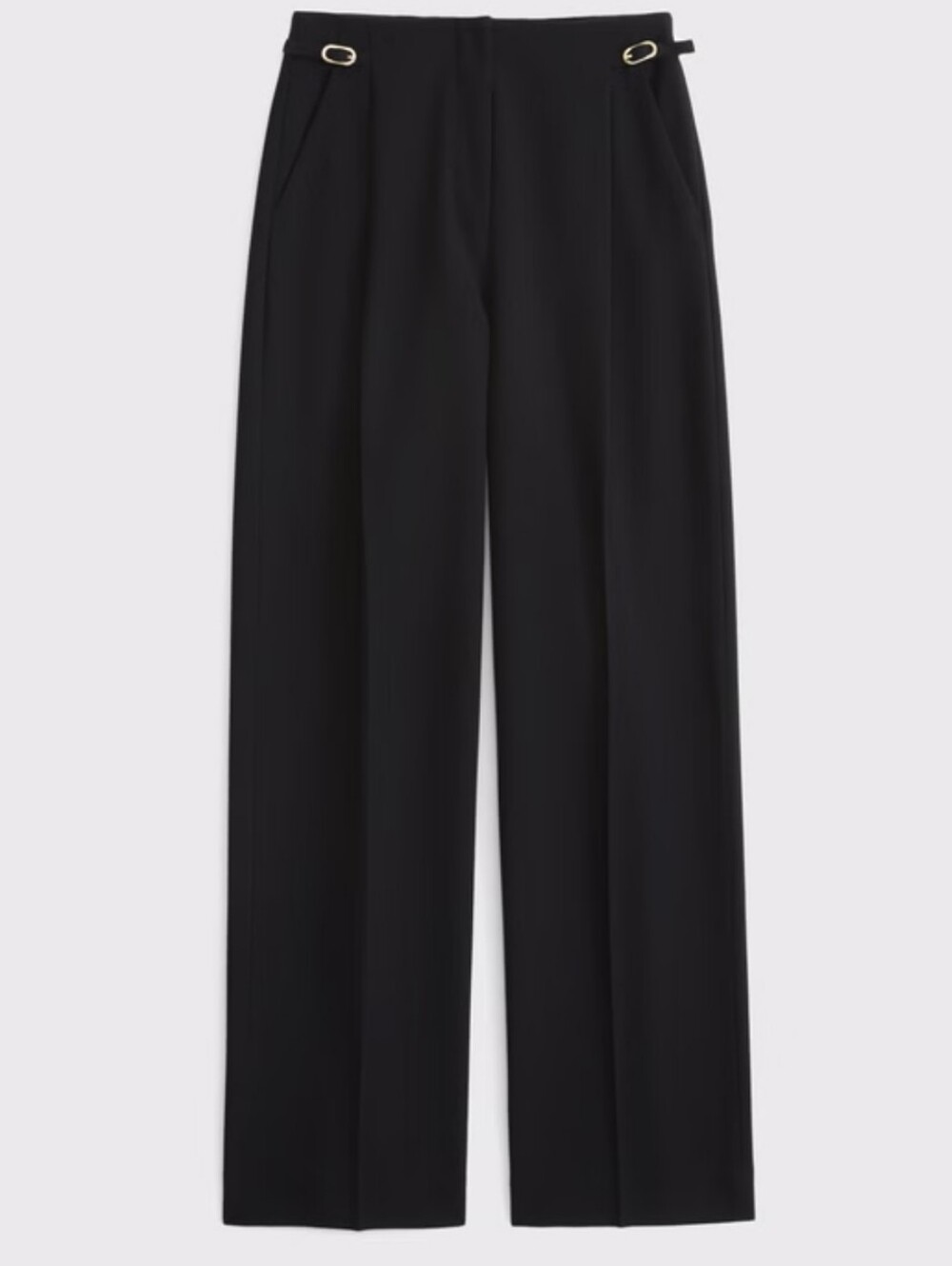 Abercrombie & Fitch Black Wide-Leg High Rize Dress Pants with Gold Hardware  31